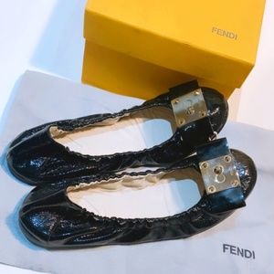 Fendi Ballet Flats Black Patent Leather